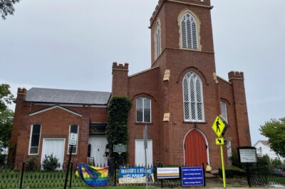 Eastern facade of Christ Eposcopal Church in Tarrytown, New York.