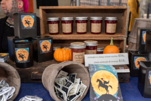Jams, chutneys, and candles displayed at Sleepy Hollow Street Fair.