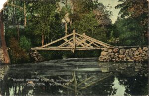 This historic postcard shows the Albany Post Road bridge over the Pocantico River as Washington Irving would have known it.