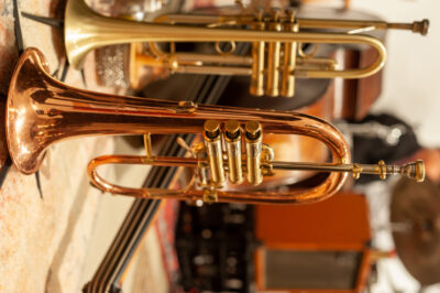 A flugelhorn on display at Jazz Forum in Tarrytown, New York.