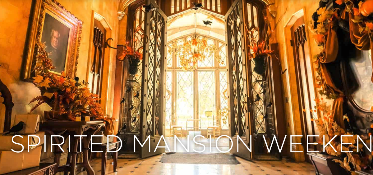 A promotional image for Lyndhurst Spirited Mansion Tour shows the mansion decorated in fall colors.