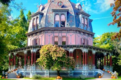 The Armour-Stiner Octagon House in Irvington is decorated with pumpkins for the fall season.