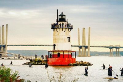 Rivertownssupyoga Witches Festival on the Hudson River at Sleepy Hollow Lighthouse.
