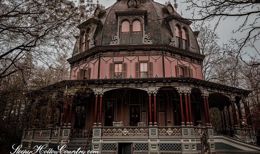 Gloomy photo of the Octagon House in Irvington, New York.