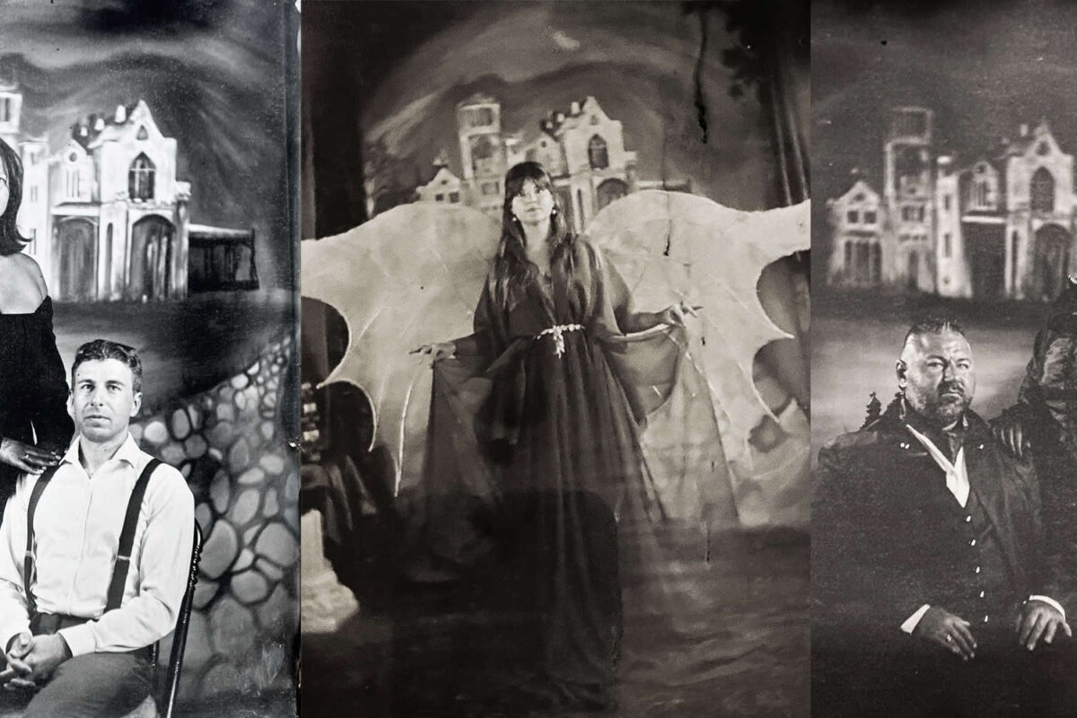 This is a montage of tintype photos taken at Lyndhurst mansion in Tarrytown, NY.