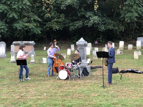 The Elijah Duncan Quartet performs at Dale Cemetery in Ossining, NY.