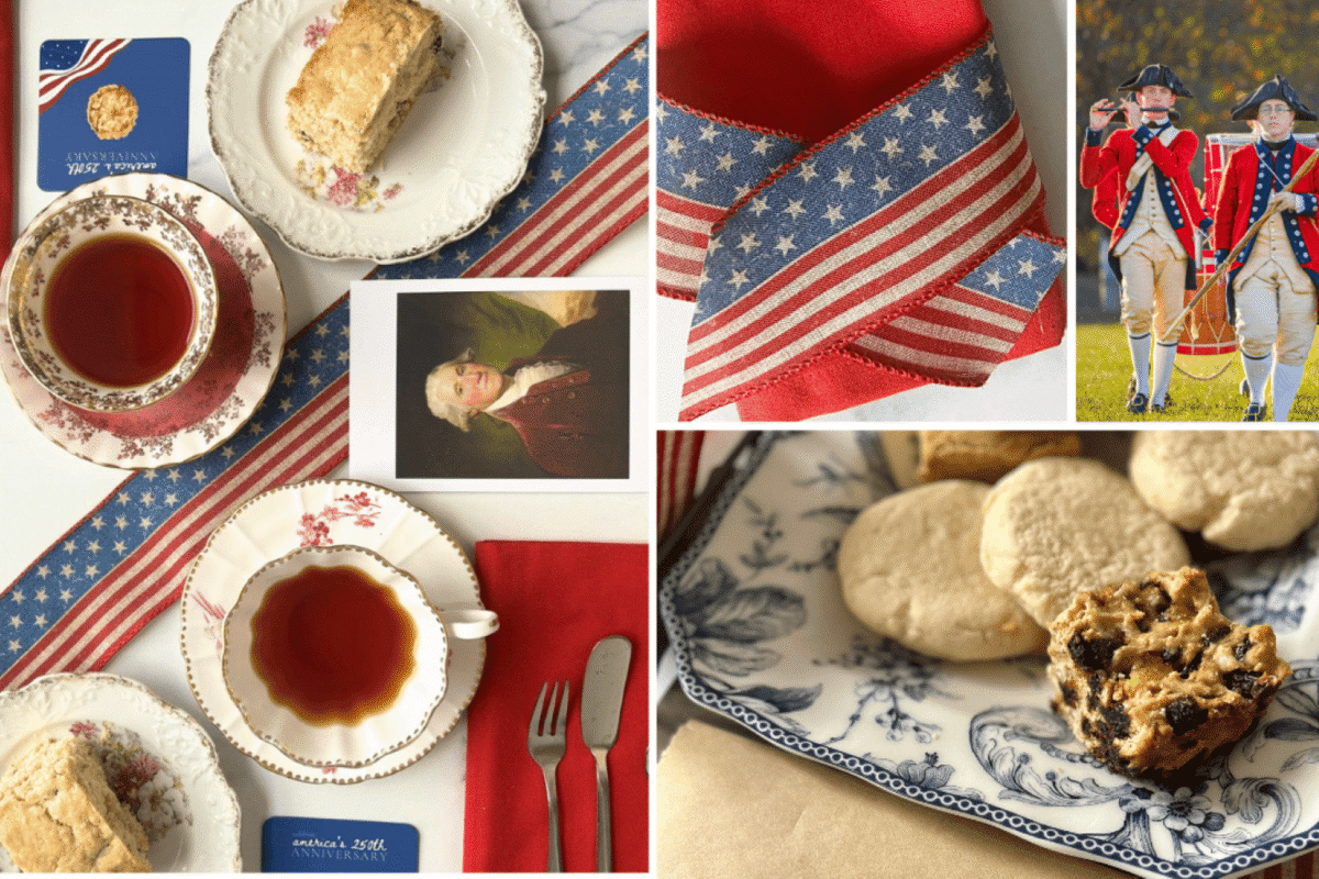 This is a photo montage for A Revolutionary Tea at Lyndhurst Mansion in Tarrytown, New York.