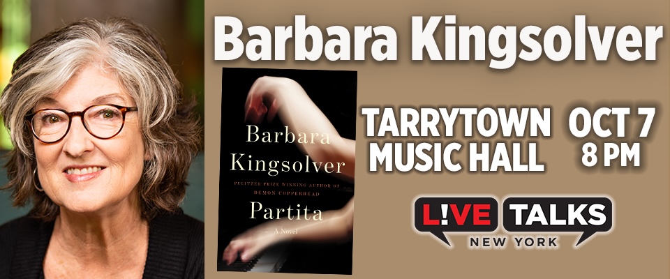 This is a photo montage for Barbara Kingsolver at Tarrytown Music Hall.