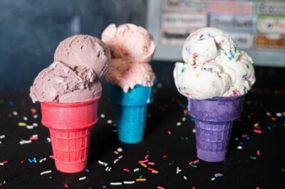 Ice cream cones at Main Street Sweets.